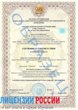 Образец сертификата соответствия Гуково Сертификат ISO 22000